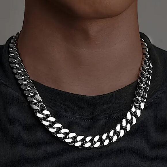 Stainless steel 8mm chain link necklace. - Picture 1 of 5